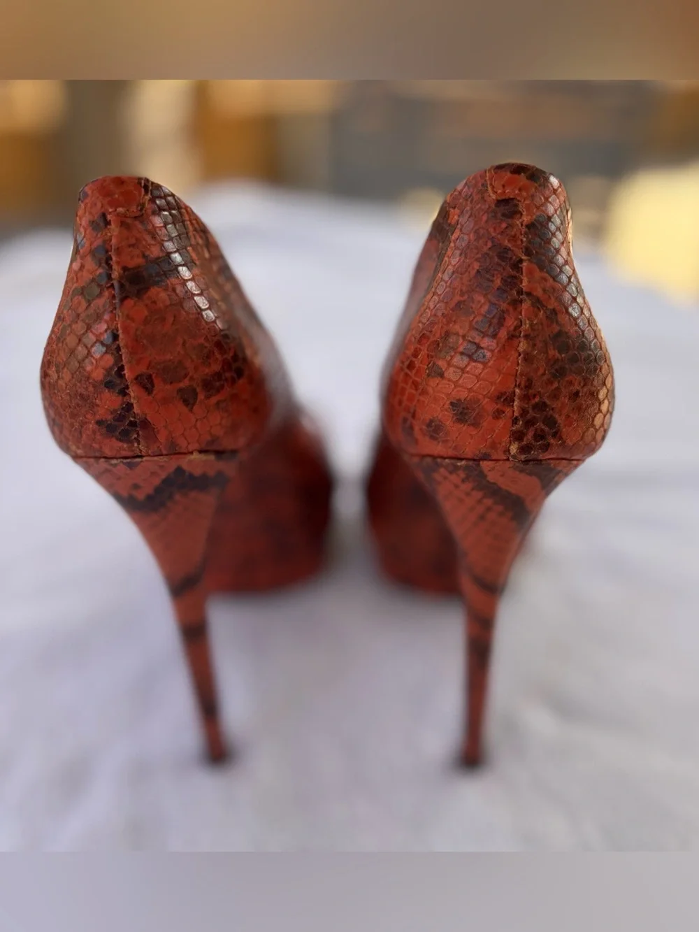 Brian Atwood Snakeskin Platform Stelitto Hells Size 9.5 Y2K Retro Glam